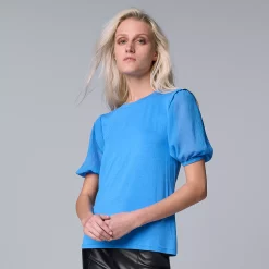 Women's Simply Vera Vera Wang Mixed-Media Top -Simply Vera Vera Wang Shop 5883436 Vienna Stream