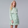 Women's Simply Vera Vera Wang Tiered Satin Shirtdress -Simply Vera Vera Wang Shop 5892424 Grn Lm Flr
