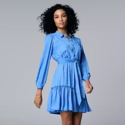 Women's Simply Vera Vera Wang Tiered Satin Shirtdress -Simply Vera Vera Wang Shop 5892424 Vienna Stream