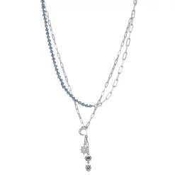 Simply Vera Vera Wang Silver Tone Blue & White Crystal Celestial Charms Multi-Strand Necklace
