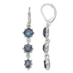 Simply Vera Vera Wang Silver Tone Simulated Blue Crystal Leverback Drop Earrings