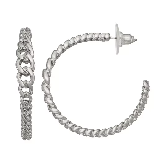 Simply Vera Vera Wang Silver Tone Graduated Chain C-Hoop Earrings -Simply Vera Vera Wang Shop 5895902