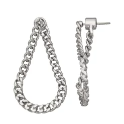 Simply Vera Vera Wang Silver Tone Curb Chain Front-To-Back Loop Drop Earrings