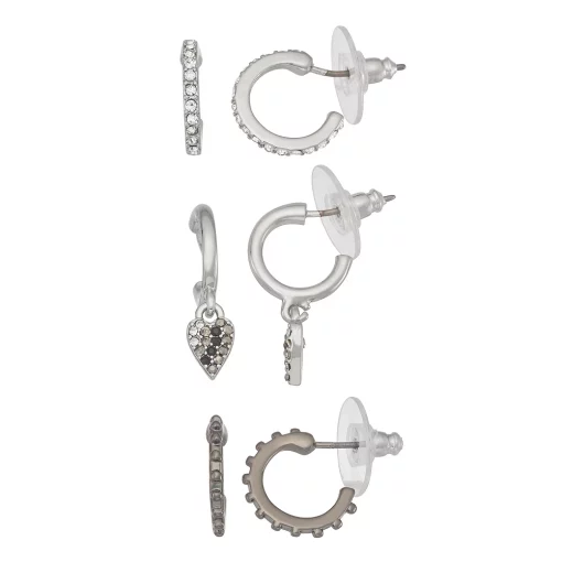 Simply Vera Vera Wang Silver Tone Heart And Arrow Huggie Earring Set -Simply Vera Vera Wang Shop 5896170