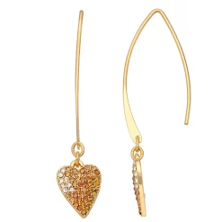 Simply Vera Vera Wang Gold Tone Pave Heart Threader Earrings