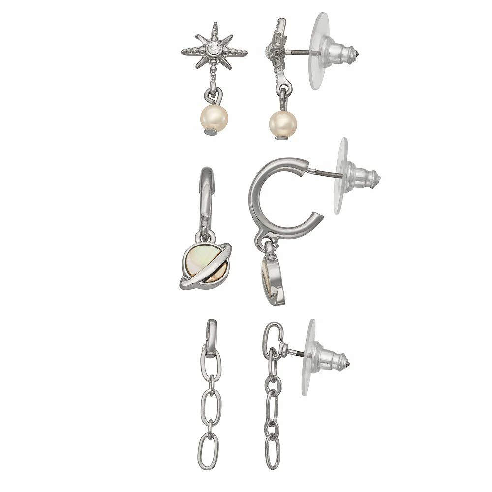 Simply Vera Vera Wang Silver Tone Galaxy Drop Earring Set 3 Simply Vera Vera Wang Silver Tone Galaxy Drop Earring Set