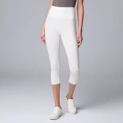Women's Simply Vera Vera Wang High Rise Cotton Shaping Capri Leggings -Simply Vera Vera Wang Shop 5910199 White