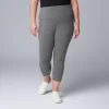 Plus Size Simply Vera Vera Wang High Rise Cotton Shaping Capri Leggings -Simply Vera Vera Wang Shop 5910213 Dark Heather Gray