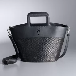 Simply Vera Vera Wang Top Handle Straw Satchel Bag 9 Simply Vera Vera Wang Top Handle Straw Satchel Bag -Simply Vera Vera Wang Shop 5918245 Black Straw