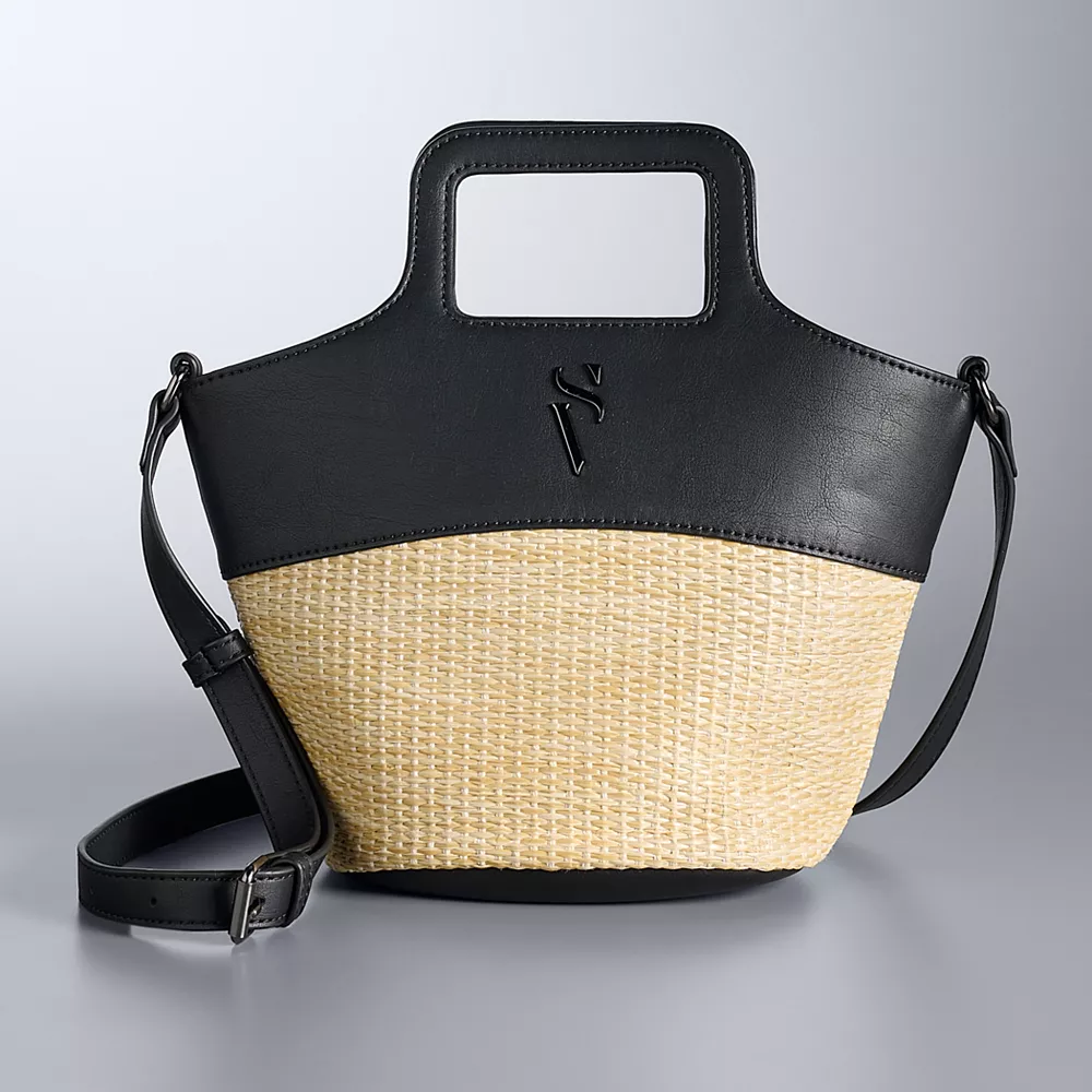 Simply Vera Vera Wang Top Handle Straw Crossbody Bag 3 Simply Vera Vera Wang Top Handle Straw Crossbody Bag