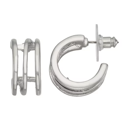 Simply Vera Vera Wang Black Three Row C-Hoop Earrings -Simply Vera Vera Wang Shop 6061040