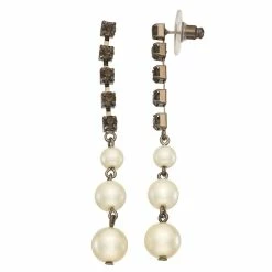 Simply Vera Vera Wang Black Tone and Simulated Pearl Linear Earrings