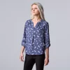 Women's Simply Vera Vera Wang Roll-Tab Sleeve Popover Blouse -Simply Vera Vera Wang Shop 6171470 Scattered Petals