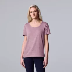 Women's Simply Vera Vera Wang Relaxed Fit Textured Tee -Simply Vera Vera Wang Shop 6171579 Lilac Bush