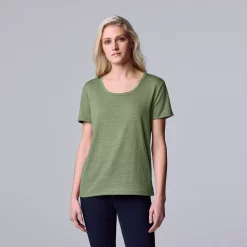 Women's Simply Vera Vera Wang Relaxed Fit Textured Tee -Simply Vera Vera Wang Shop 6171579 Olive Meadow