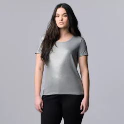 Women's Simply Vera Vera Wang Relaxed Fit Textured Tee -Simply Vera Vera Wang Shop 6171579 Silver Foil