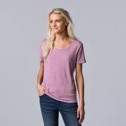 Women's Simply Vera Vera Wang Print Relaxed Fit Tee -Simply Vera Vera Wang Shop 6171592 Lavendar Pansy