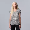 Petite Simply Vera Vera Wang V-Neck Popover Top -Simply Vera Vera Wang Shop 6196783 Floral Lace